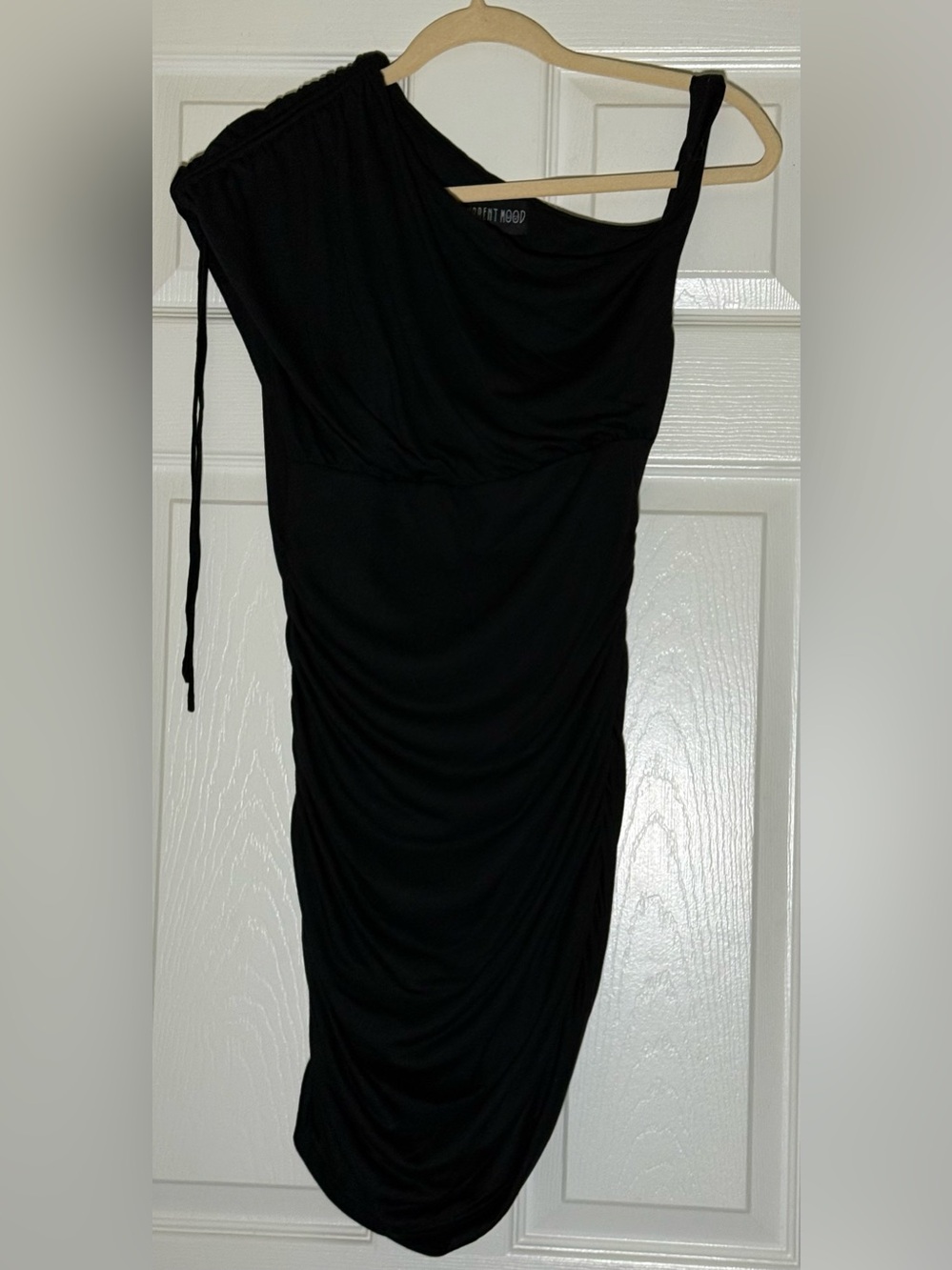 Current Mood - Black One-Shoulder Ruched Dress